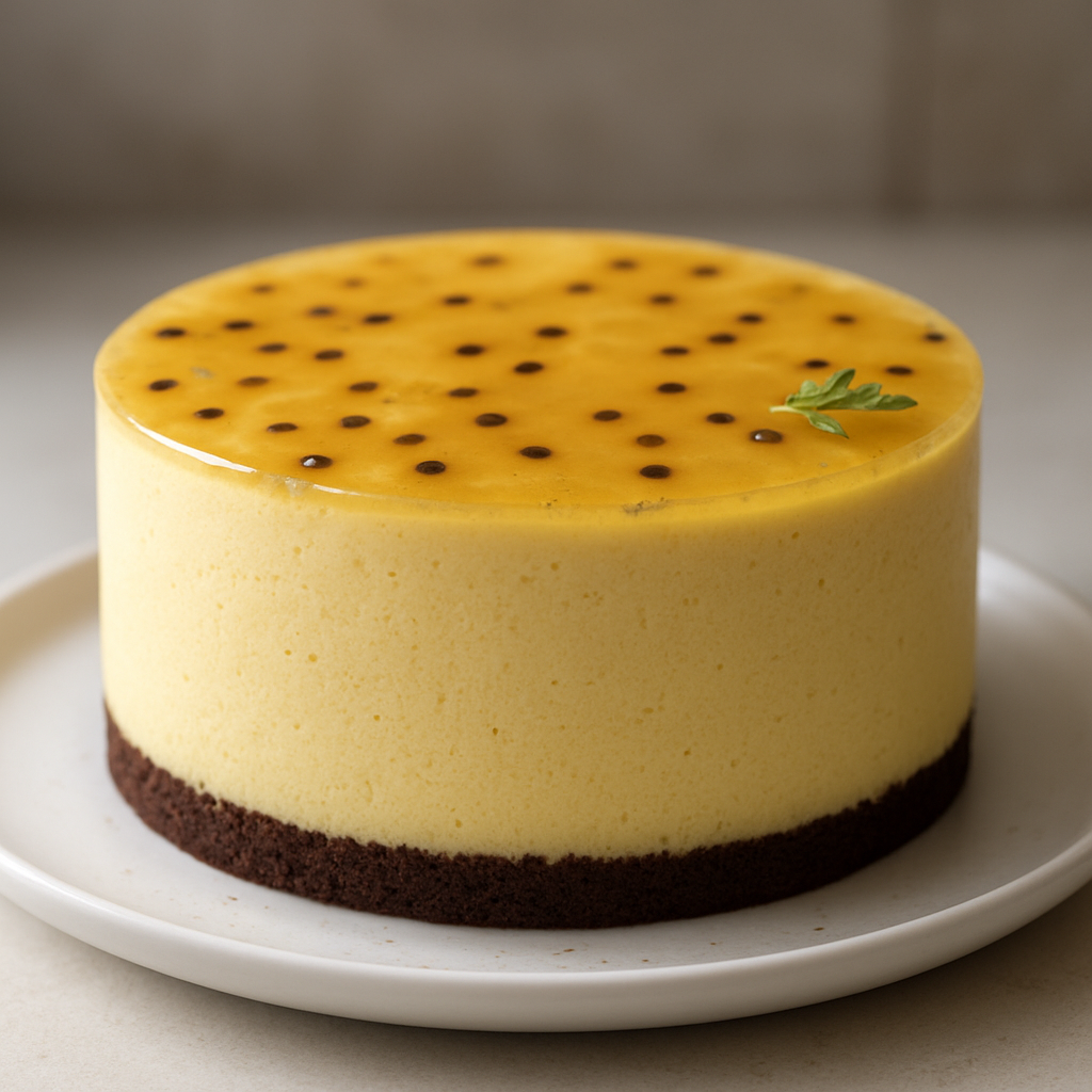 מוס לימון וזנגביל עם שכבת ג'לי פסיפלורה