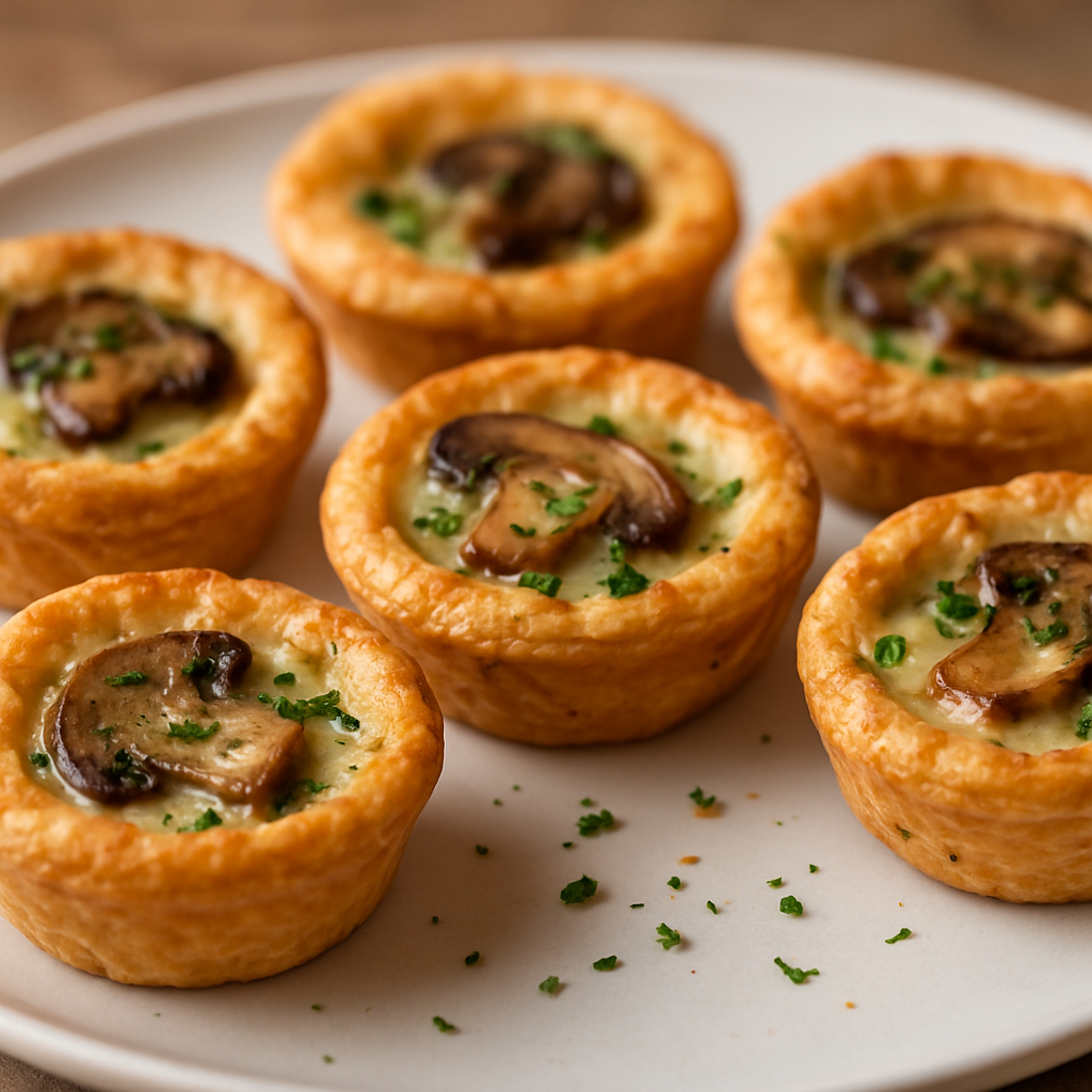 מיני-קיש פטריות במרינדה ושיבולת שועל