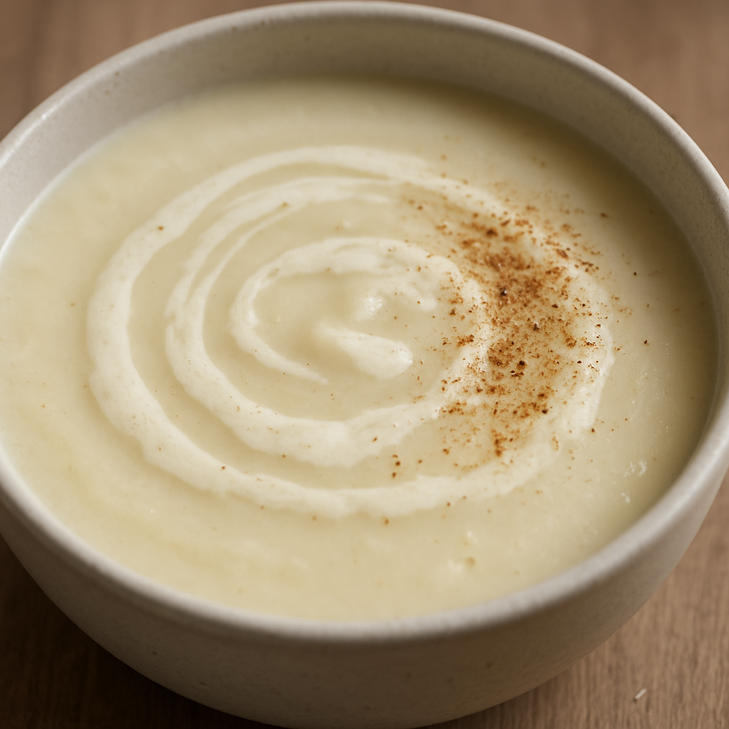 מרק כרובית חלק עם יוגורט מותסס ונגיעה של אגוז מוסקט