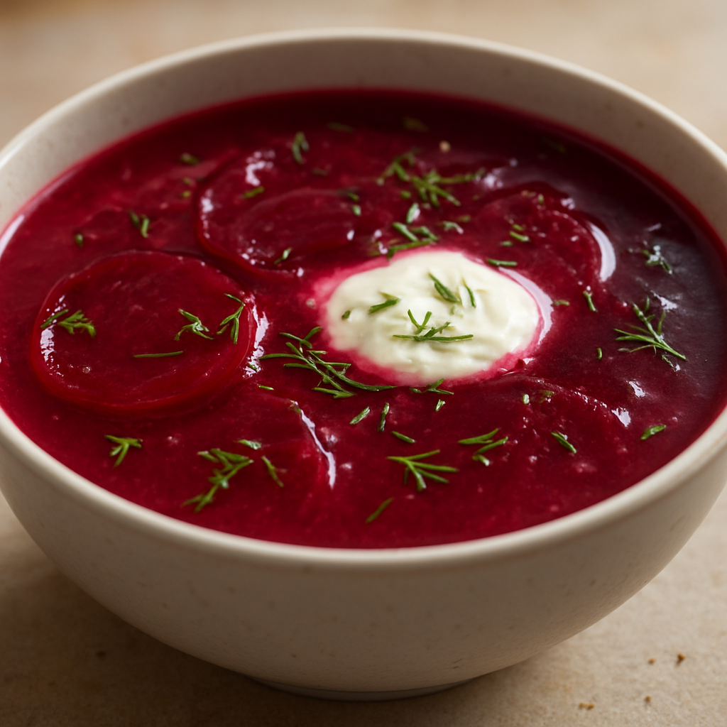 מרק סלק עם קוואס סלק מותסס ודיל