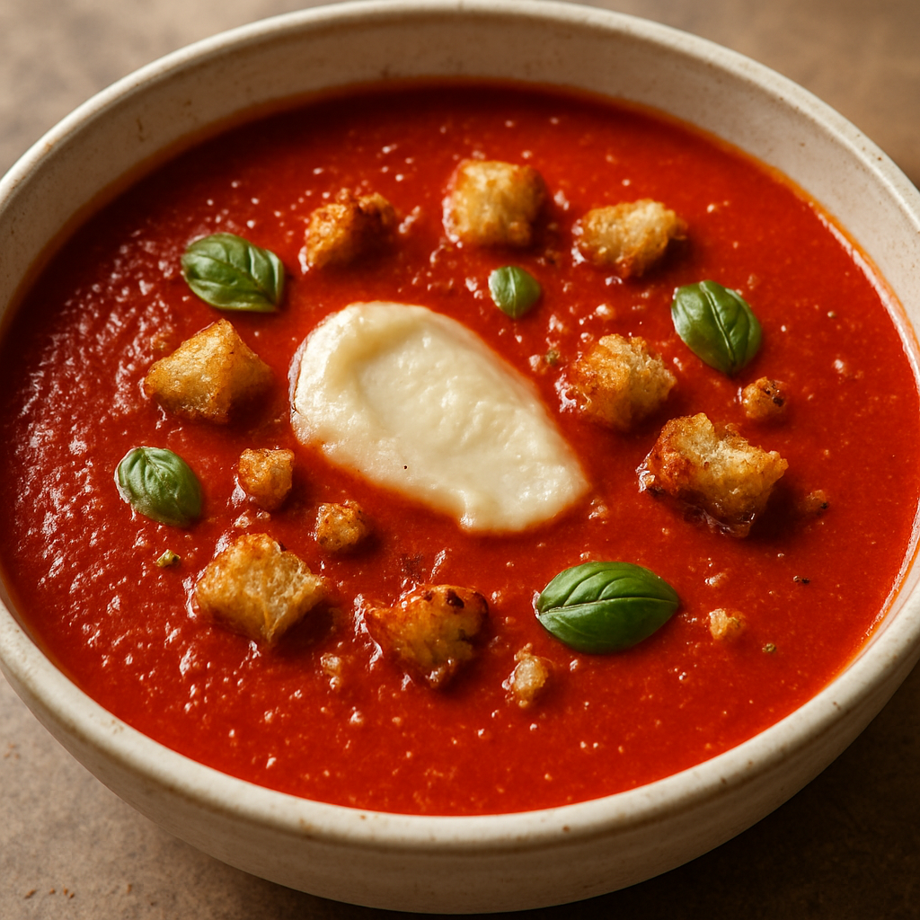 מרק עגבניות עם שום מותסס וצ'אפקות מחמצת