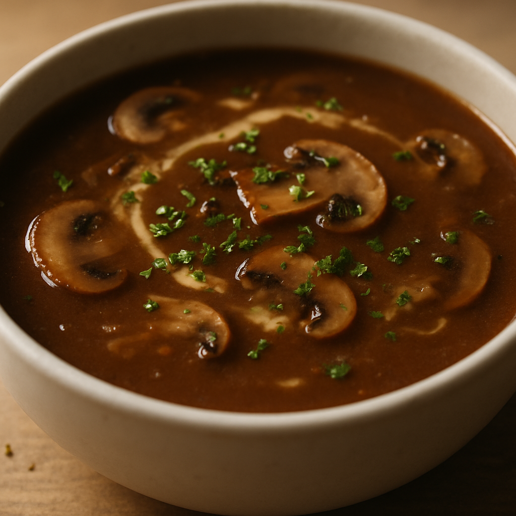 מרק פטריות עשיר עם מיסו מותסס טבעי