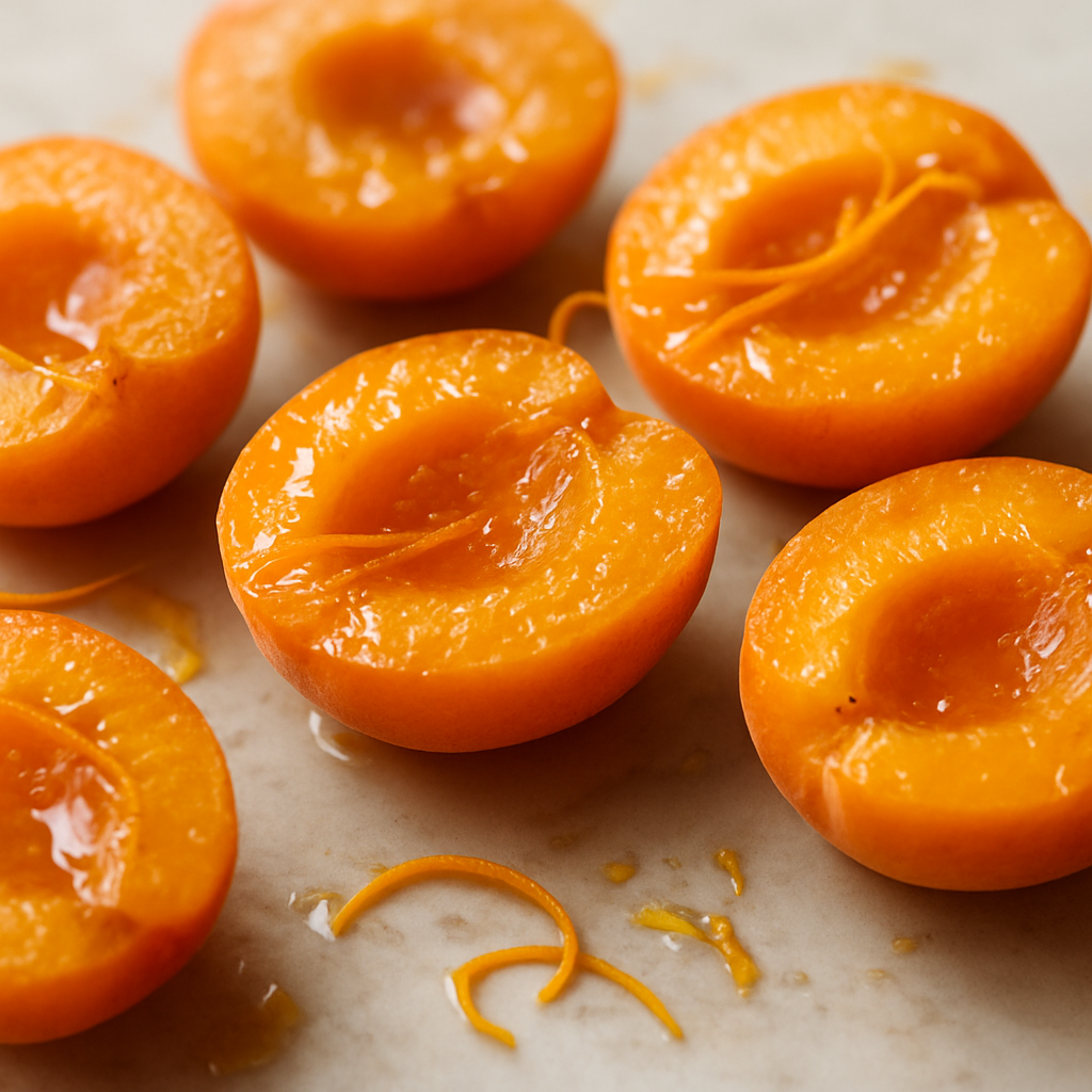 משמשים מושרים בסוכר וקליפת תפוז