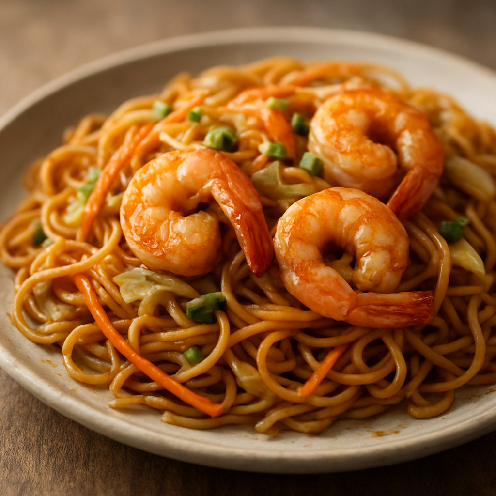 נודלס שרימפס מוקפצים בקוקוס וסויה