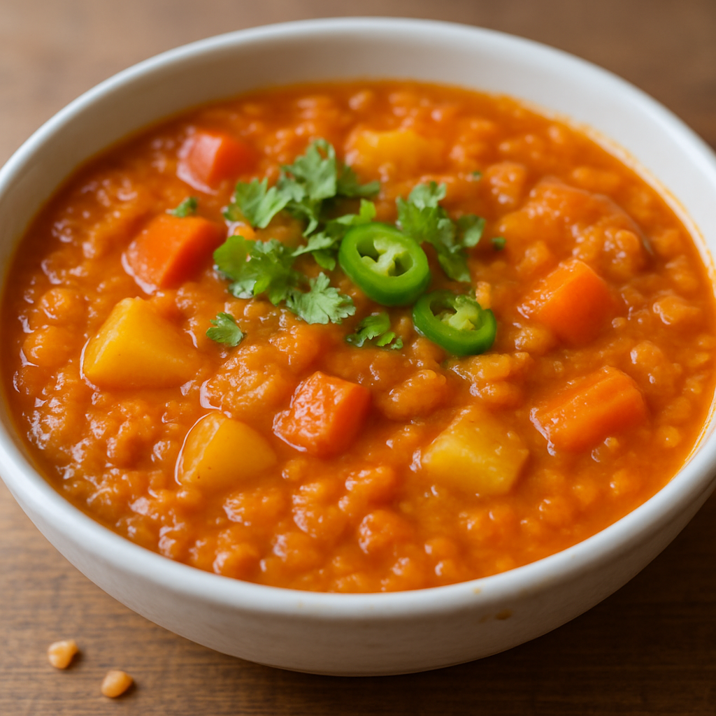 נזיד עדשים כתומות וצמצום ירקות