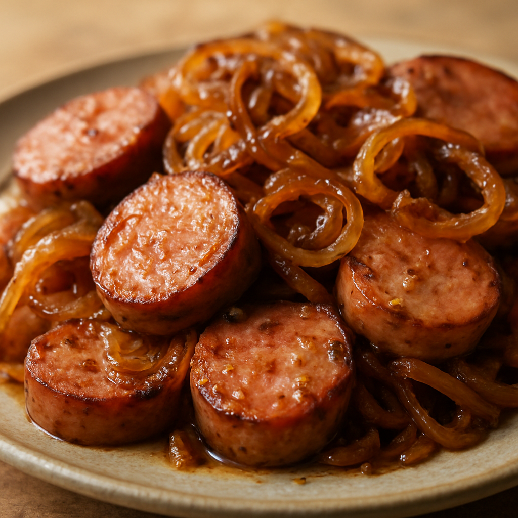 נקניקייה פולנית מקורמלת במחבת