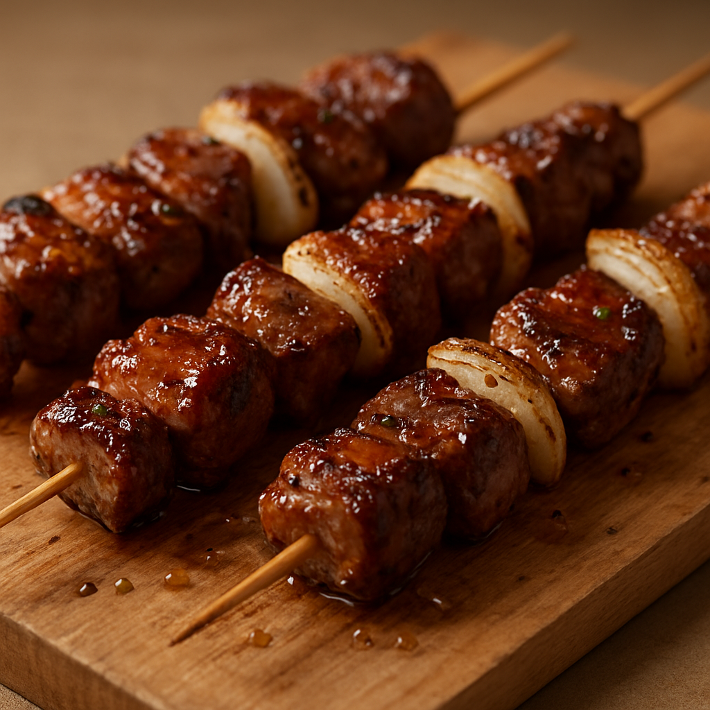 סוסאייטס מותססים — שיפודים במרינדה חריפה מתססת