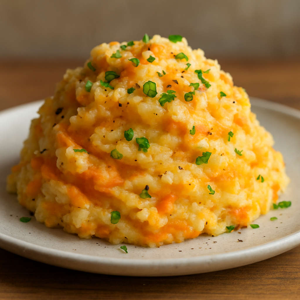 סטומפ בלגי של גזרים ובצל ירוק עם טחינת עשבי תיבול