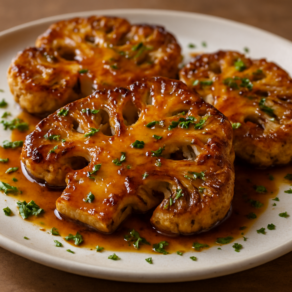 סטייק כרובית צלויה במיסו והברשה של שמן עשבים