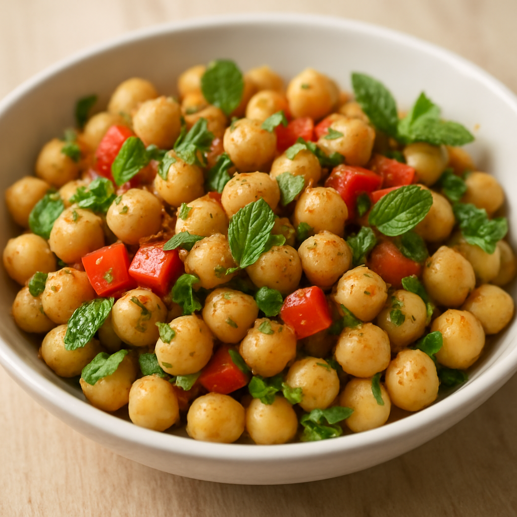 סלט חומוס ים תיכוני עם פפרון מעושן