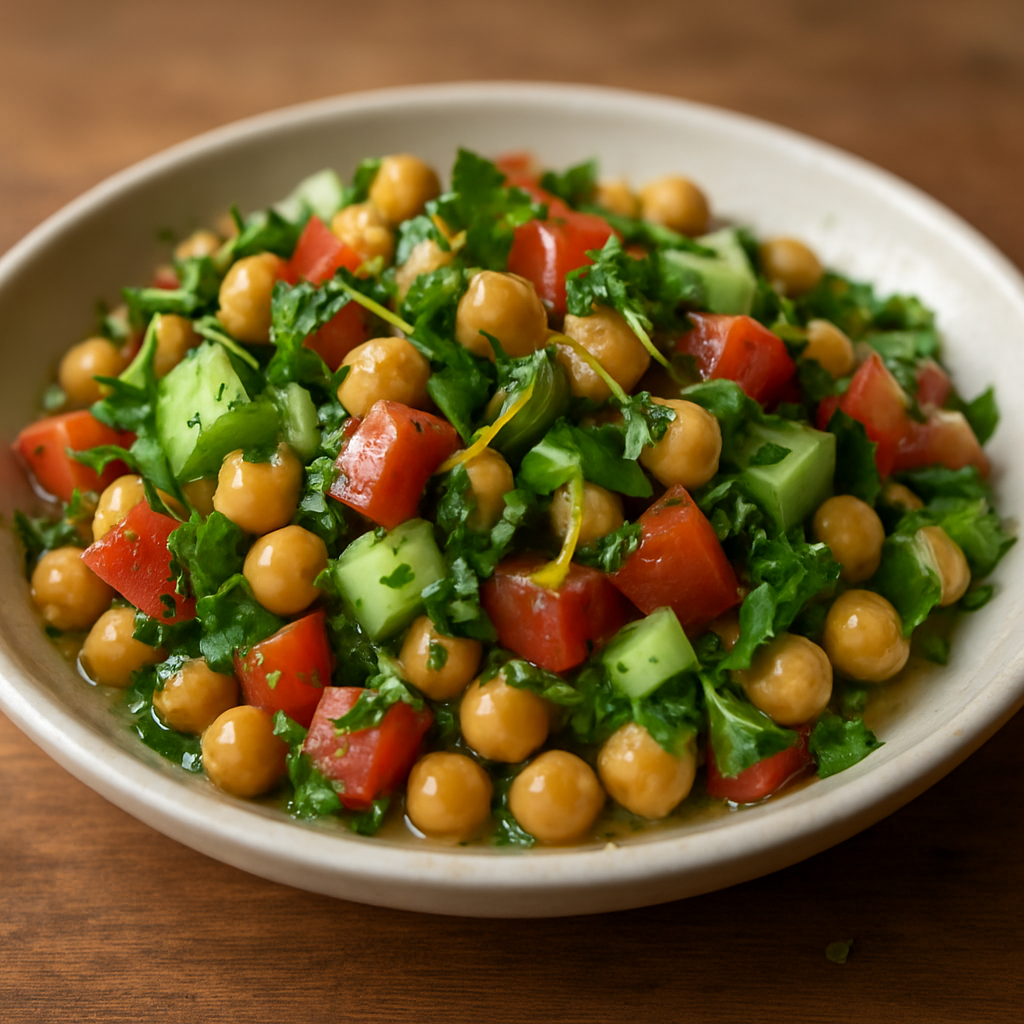 סלט חומוס עם עשבי תיבול ולימון