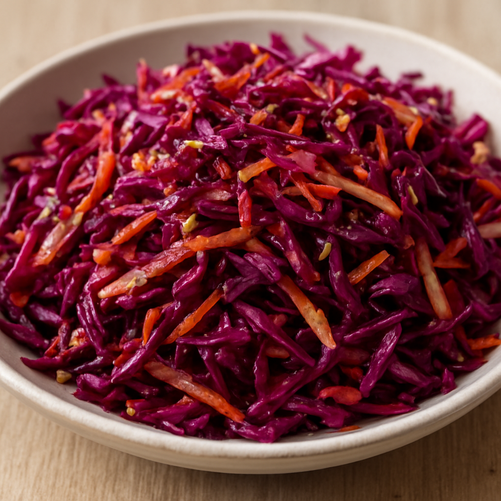 סלט כרוב אדום חמוץ קראנצי עם גזר ותפוח