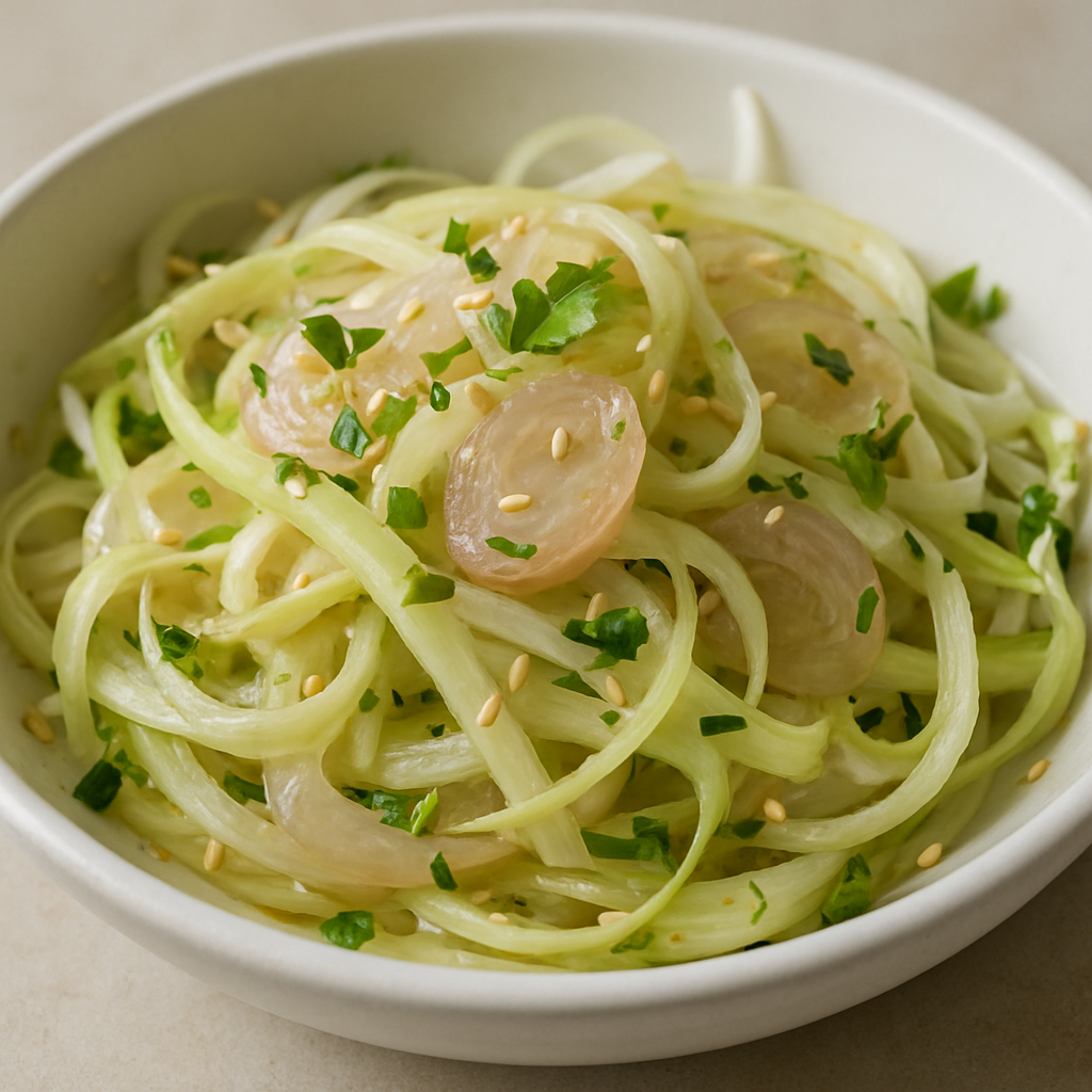 סלט כרישה וחמוצים עדינים עם שומשום