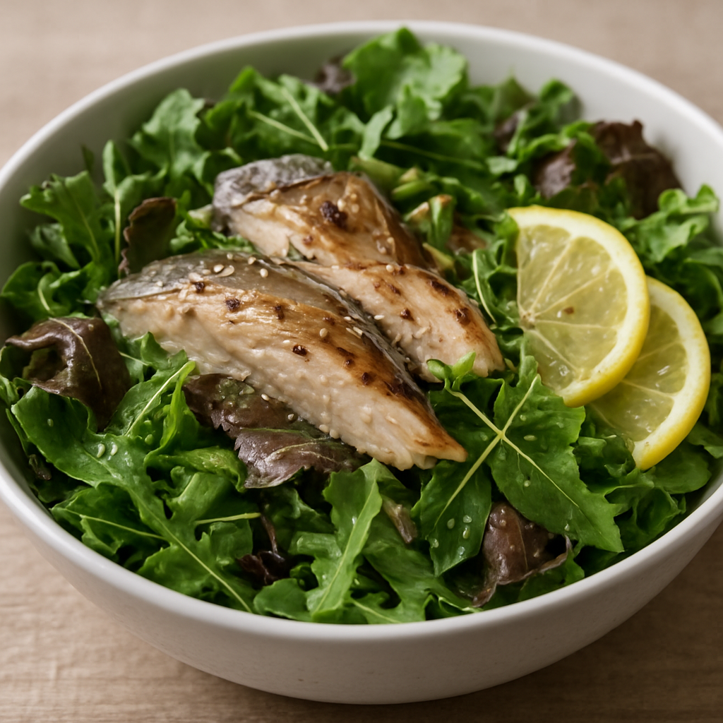 סלט מקרל מעושן בדressing לימון-כמון קלוי