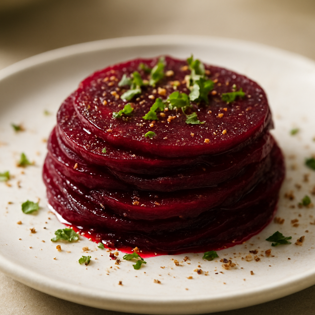 סלט סלק בבישול איטי וטחינת תבלינים טריים