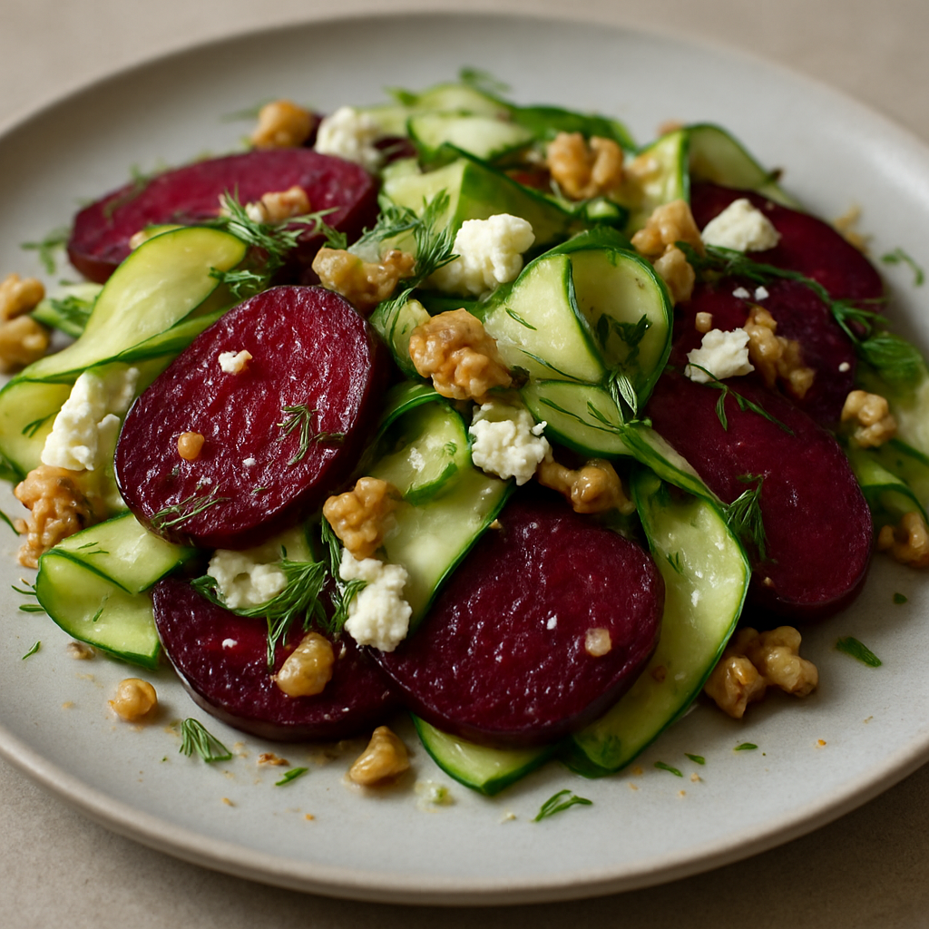 סלט סקנדינבי עם סלק וקישואים