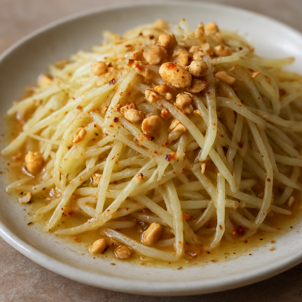 סלט פפאיה ירוקה מעושנת ברוטב חריף-חמוץ מרוסק