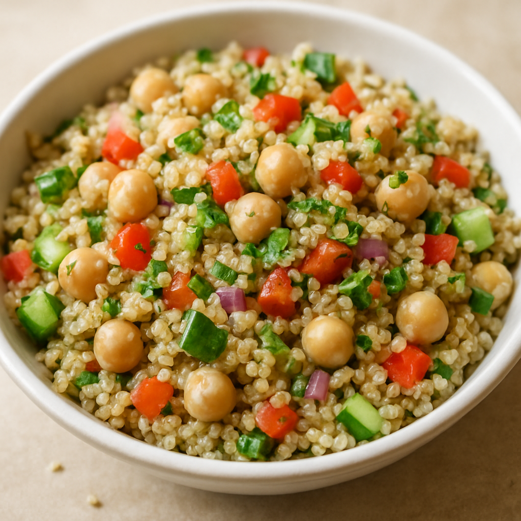 סלט קינואה עם גרגירי חומוס וירקות
