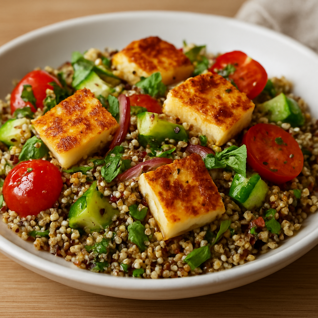 סלט קינואה צבעוני עם חלומי ותבלינים טריים