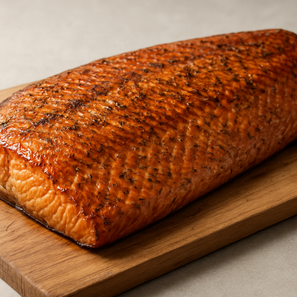 סלמון מעושן חם עם סוכר חום וצמחים