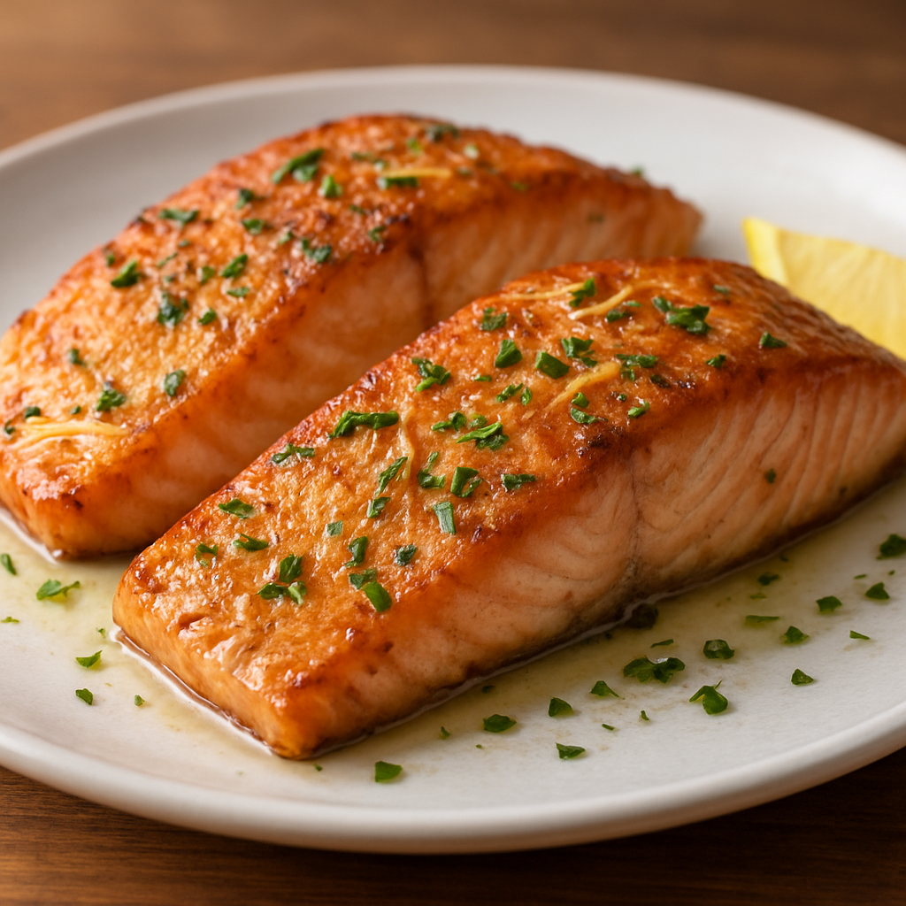 סלמון צלוי בחמאה מזוקקת ועשבי תיבול