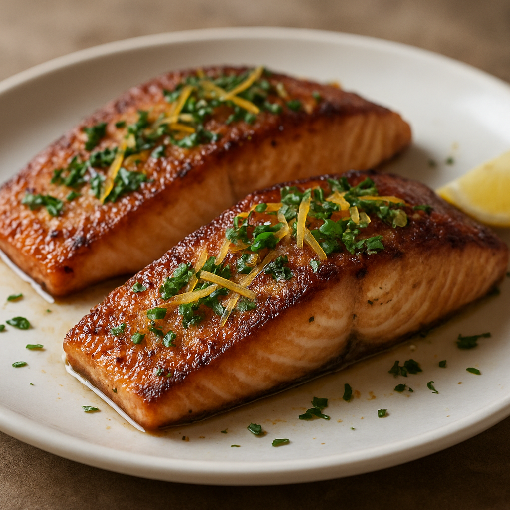 סלמון צרוב במחבת עם קוסקוס ישראלי ולימון