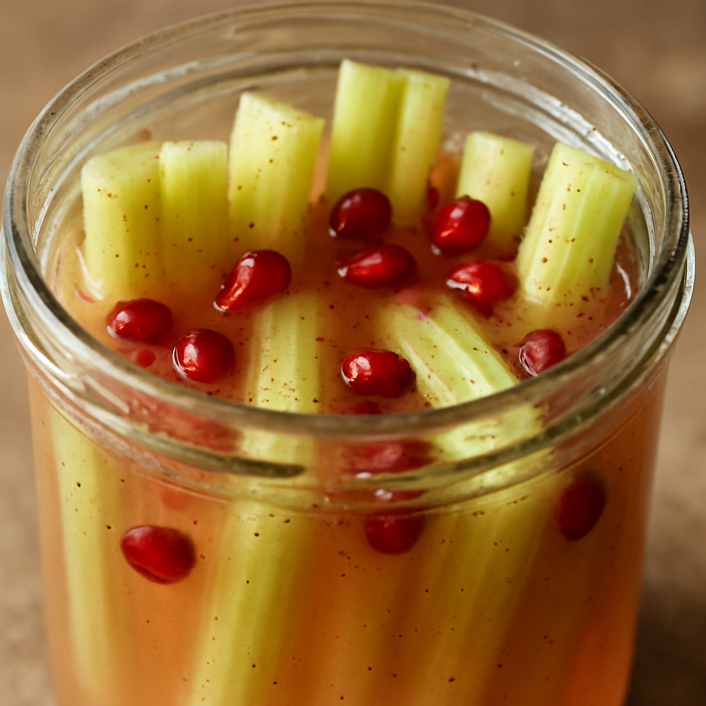 סלרי כבוש עם נגיעות רימון וסומק