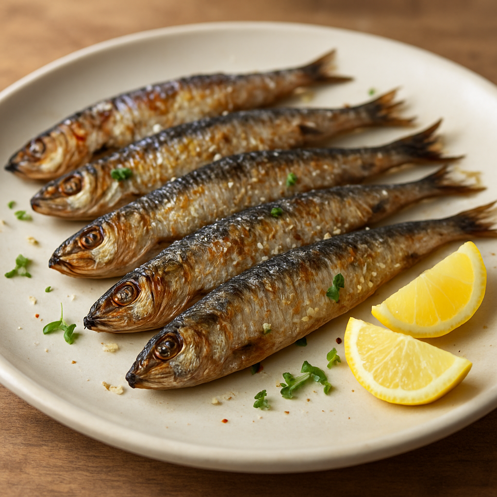 סרדינים צלויים בחמאה ולימון