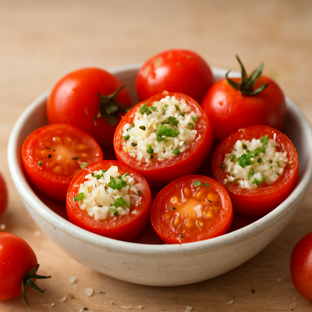 עגבניות שרי ממולאות באורז קוקוס