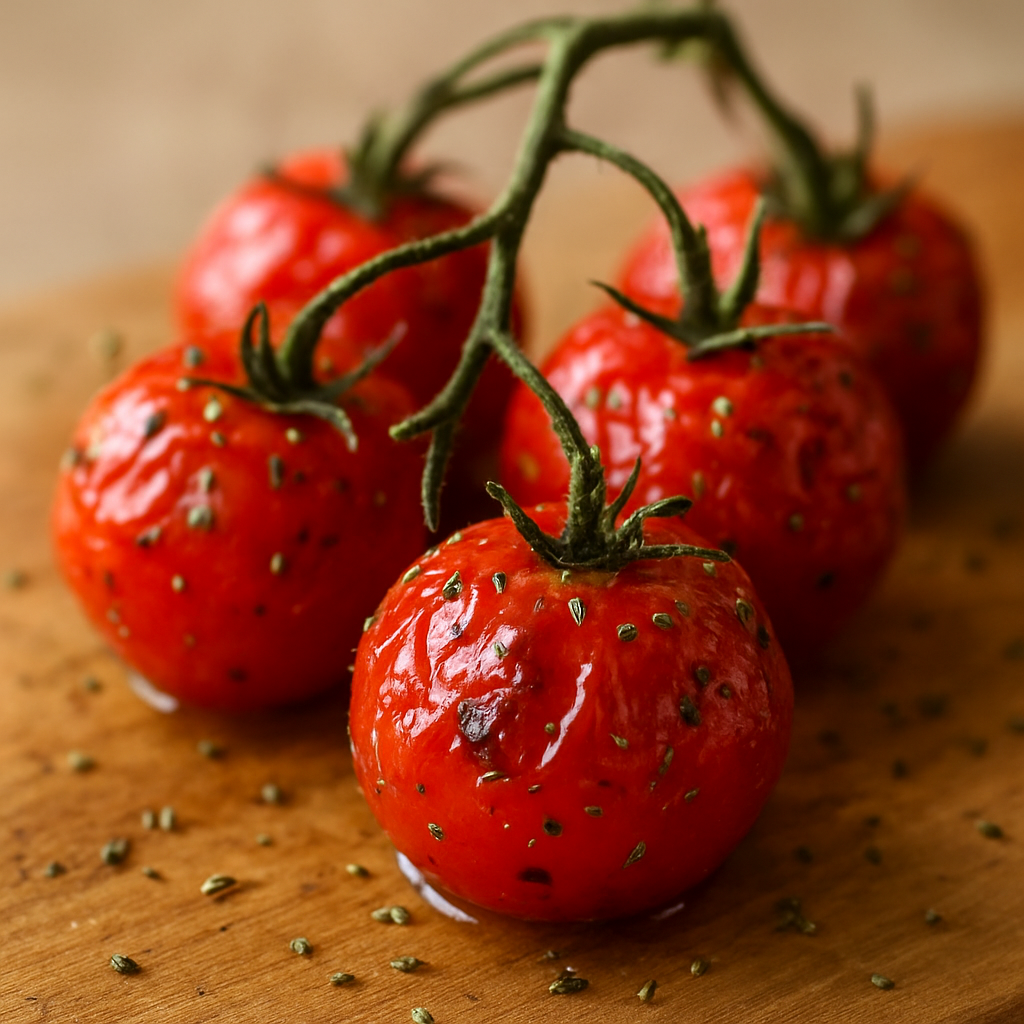 עגבניות שרי צלויות בחמאה וזעתר