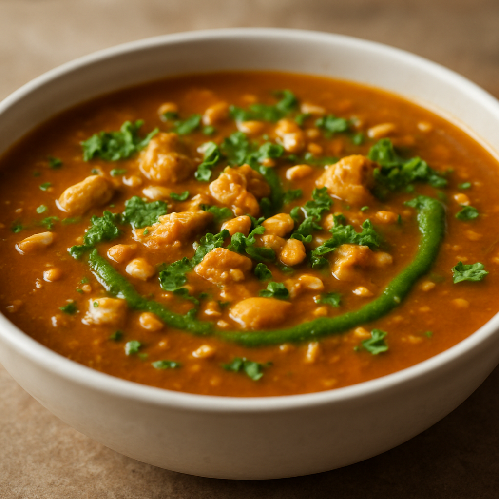 עוף בחמאת בוטנים עם אמולסיית עשבי תיבול