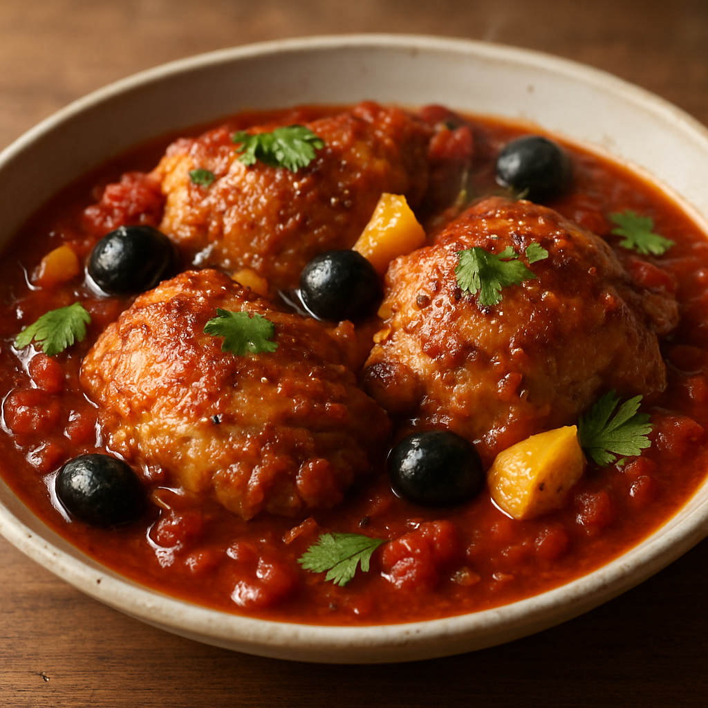 כרעיים עוף ברוטב עגבניות עם זיתים ולימון כבוש