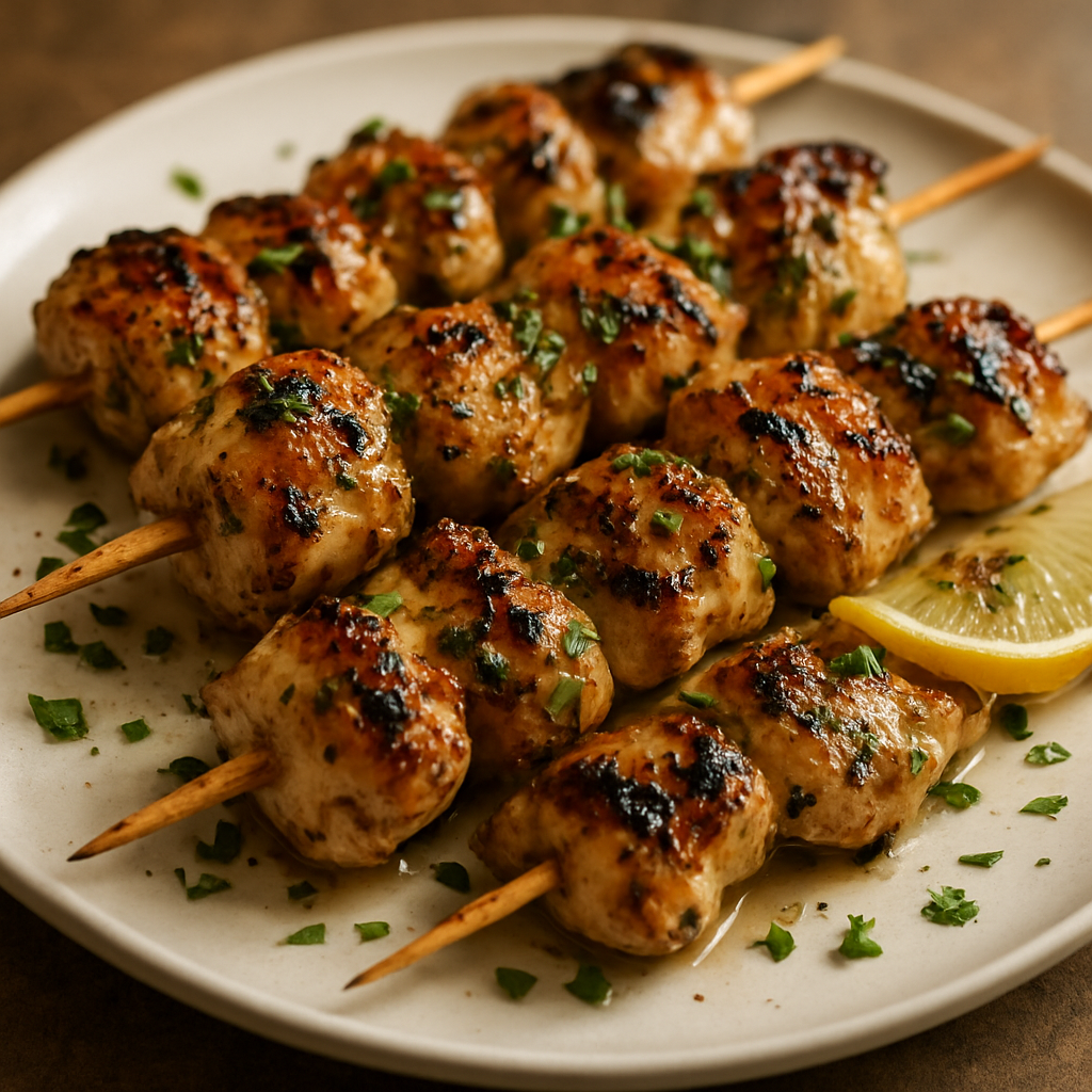 סובלאקי עוף בהשרייה במלח ולימון