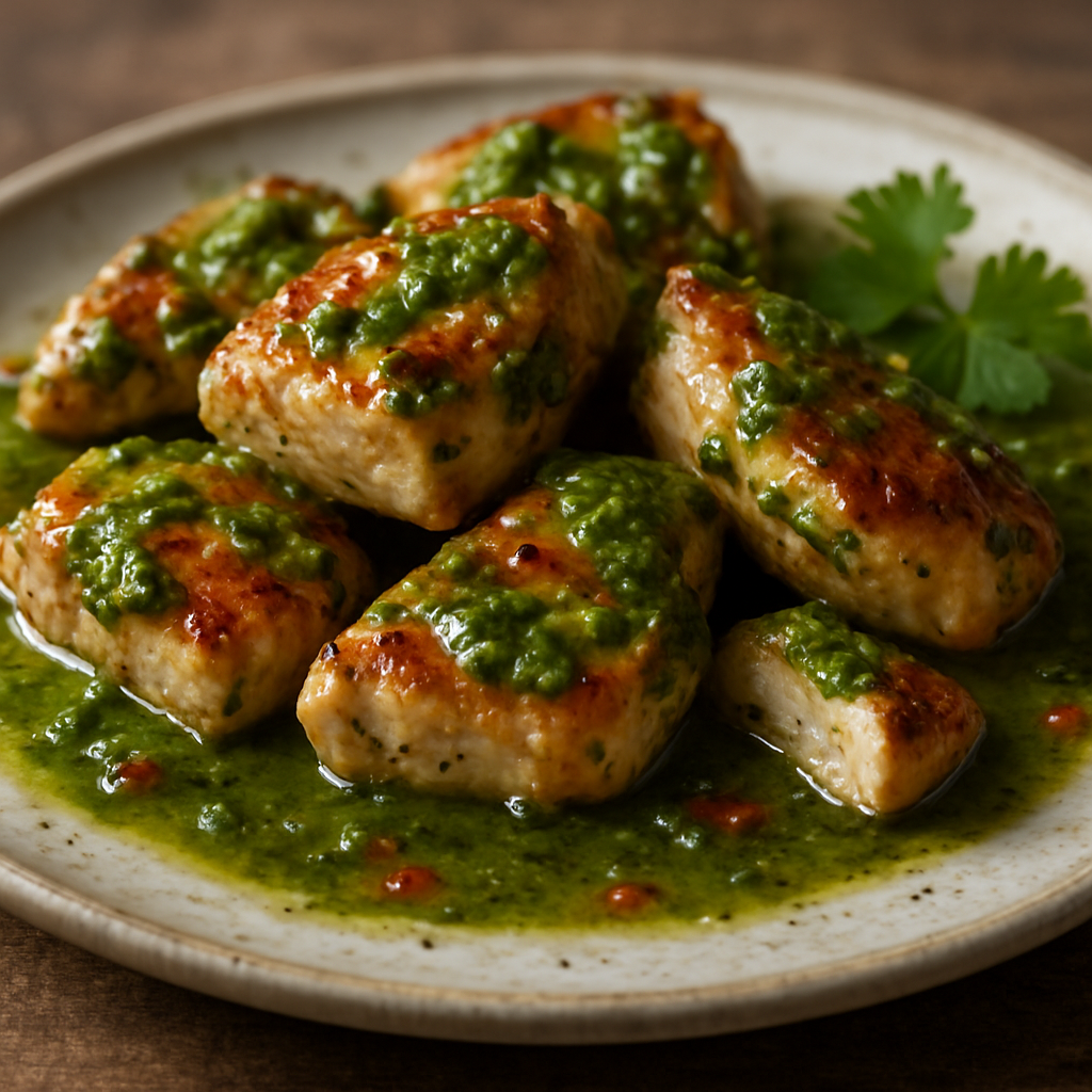 עוף צרוב ברוטב כוסברה ושום