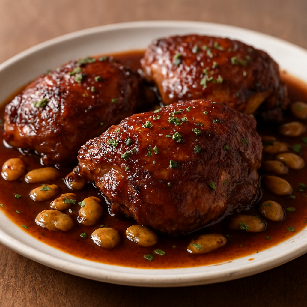 עוף קירמול איטי עם שעועית לימה