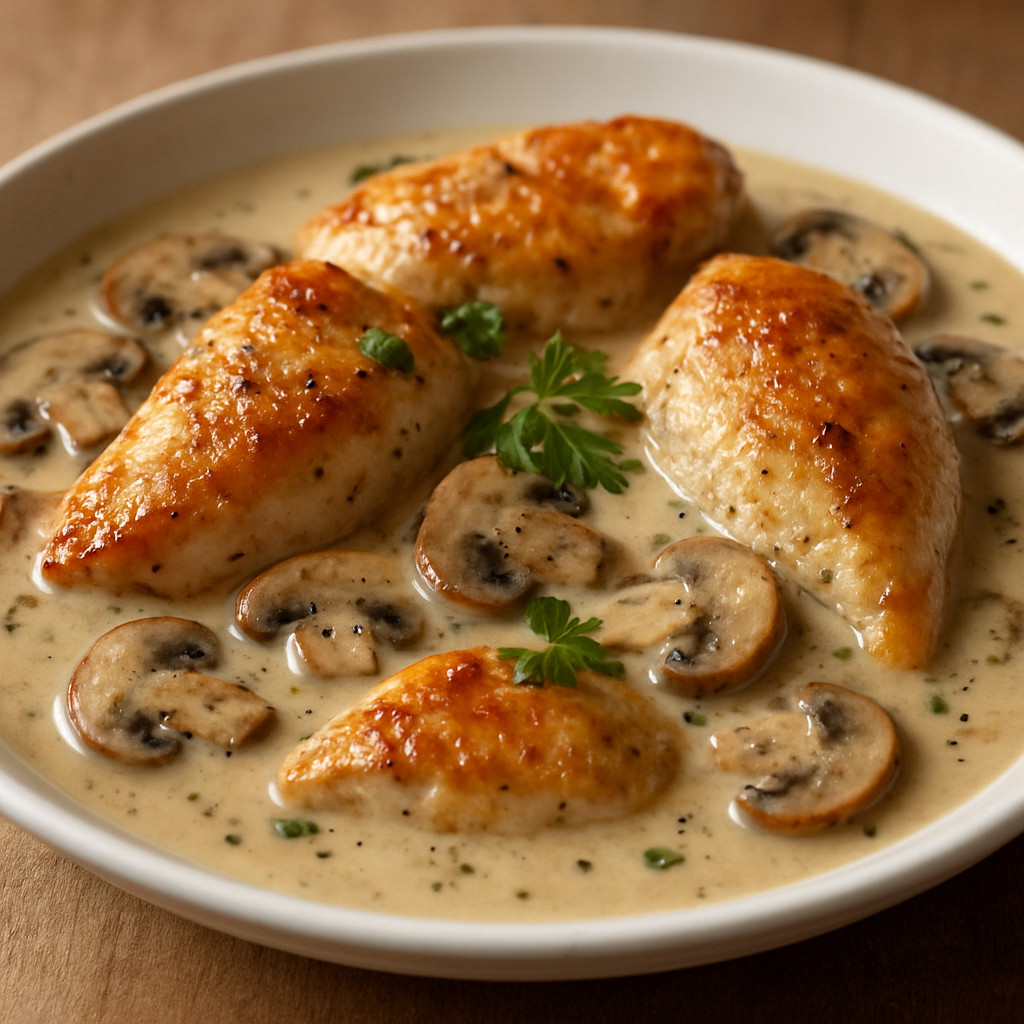 עוף בשמנת ופטריות לבישול איטי