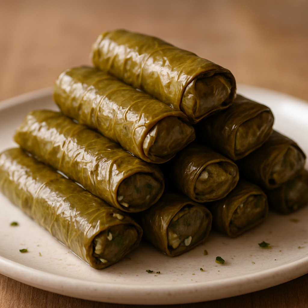 עלי גפן באידוי עדין עם מילוי אורז ועשבי תיבול