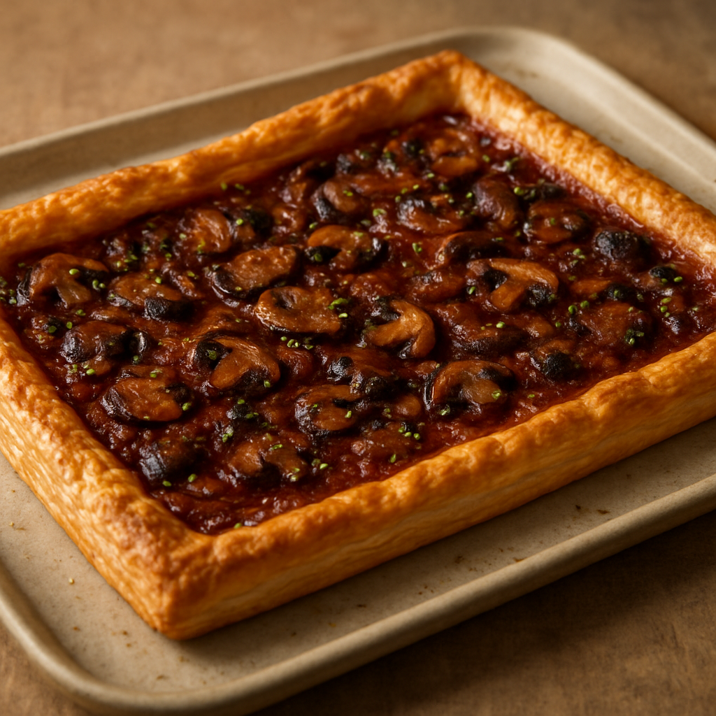 פאי עלים פטריות ברוטב עגבניות בציר