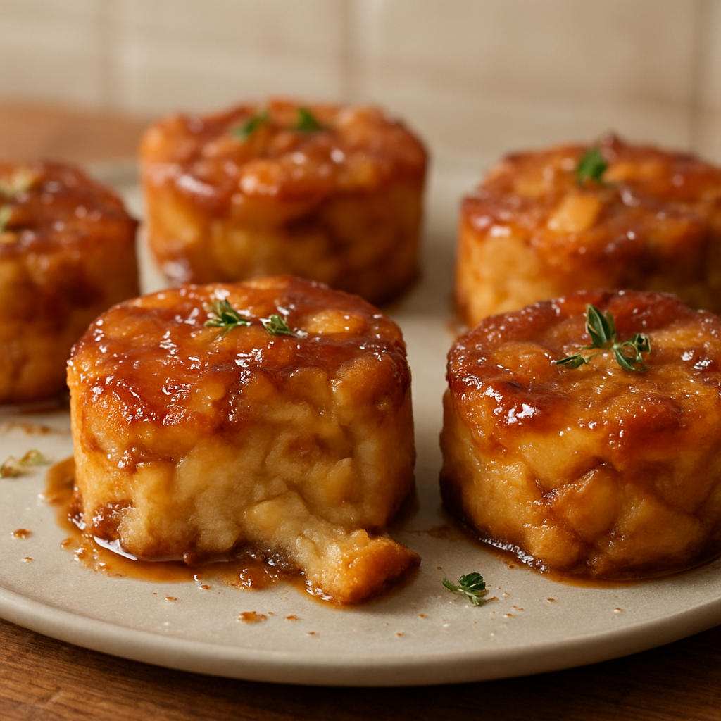 פודינג לחם אישי עם קרמל ותפוחים