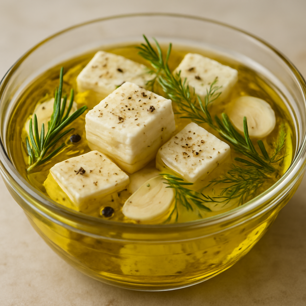 פטה מיובש בשמן ועשבי תיבול אחרי השרייה קלה