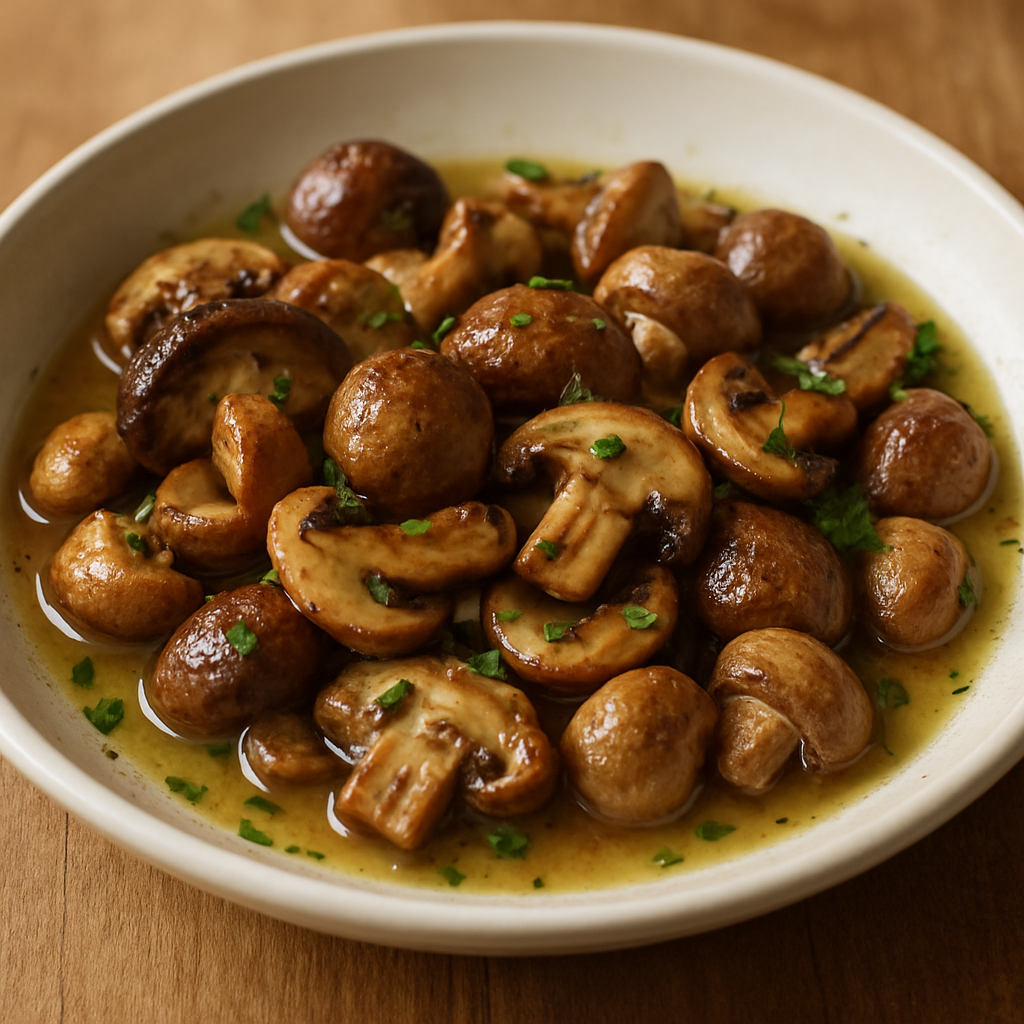 פטריות מוקפצות ביין ושום לטבילה