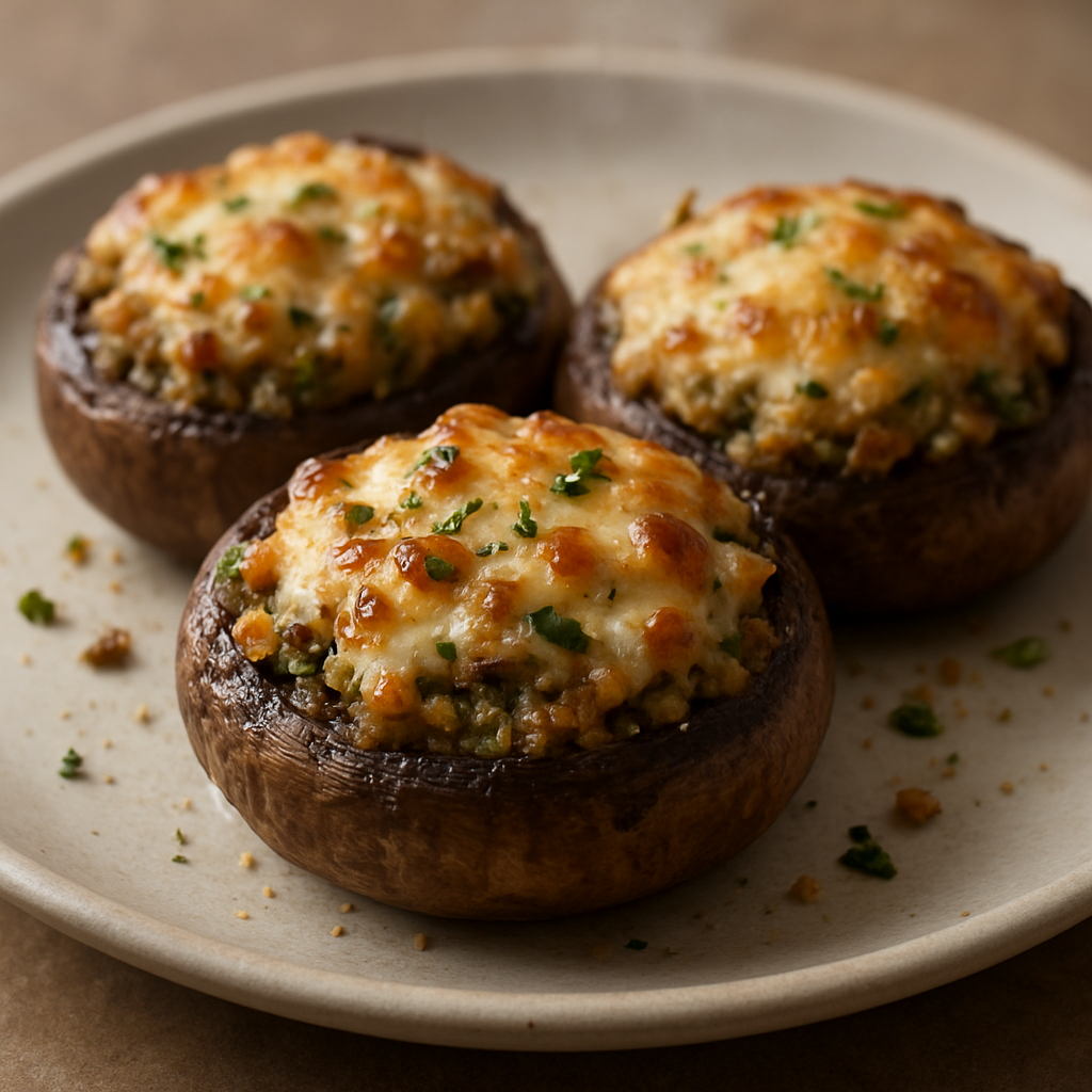 פטריות ממולאות גרוייר ושמן קוקוס