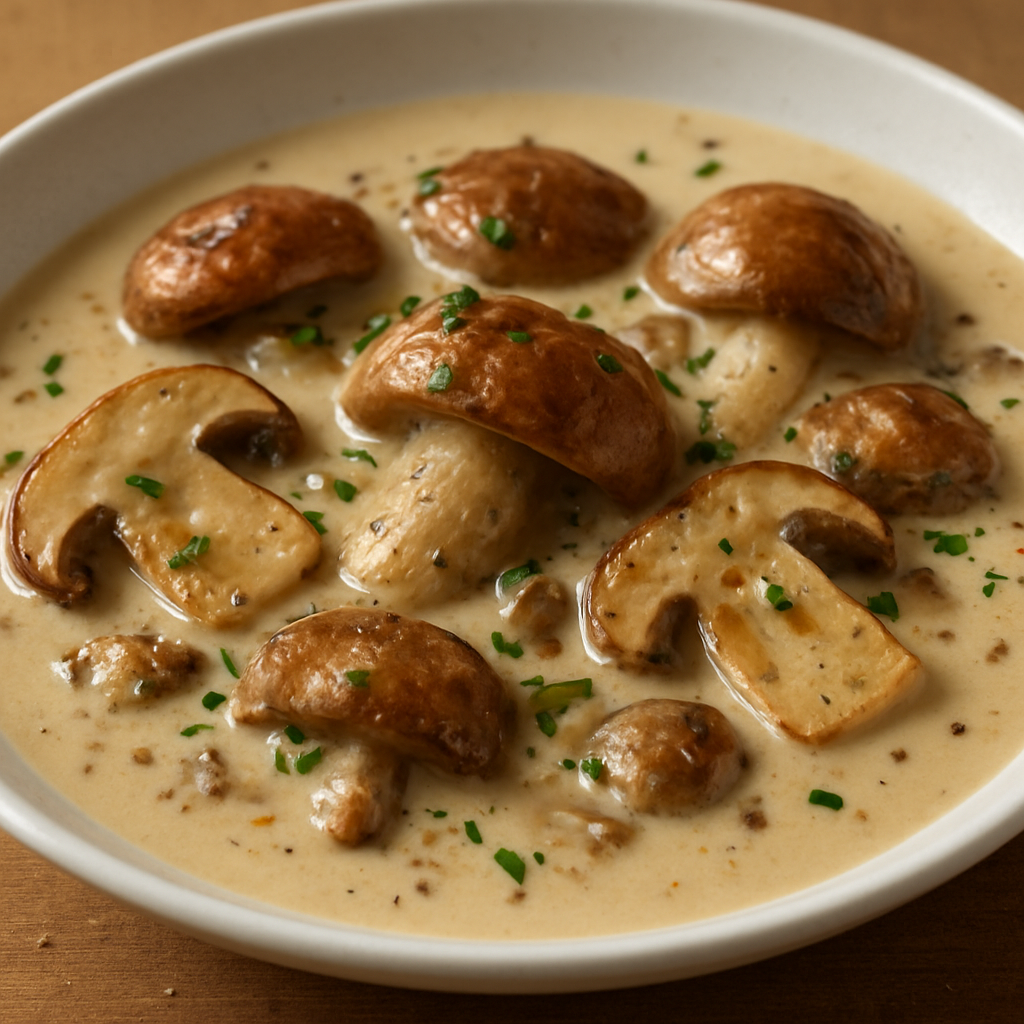 פטריות בשמנת ופורצ'יני