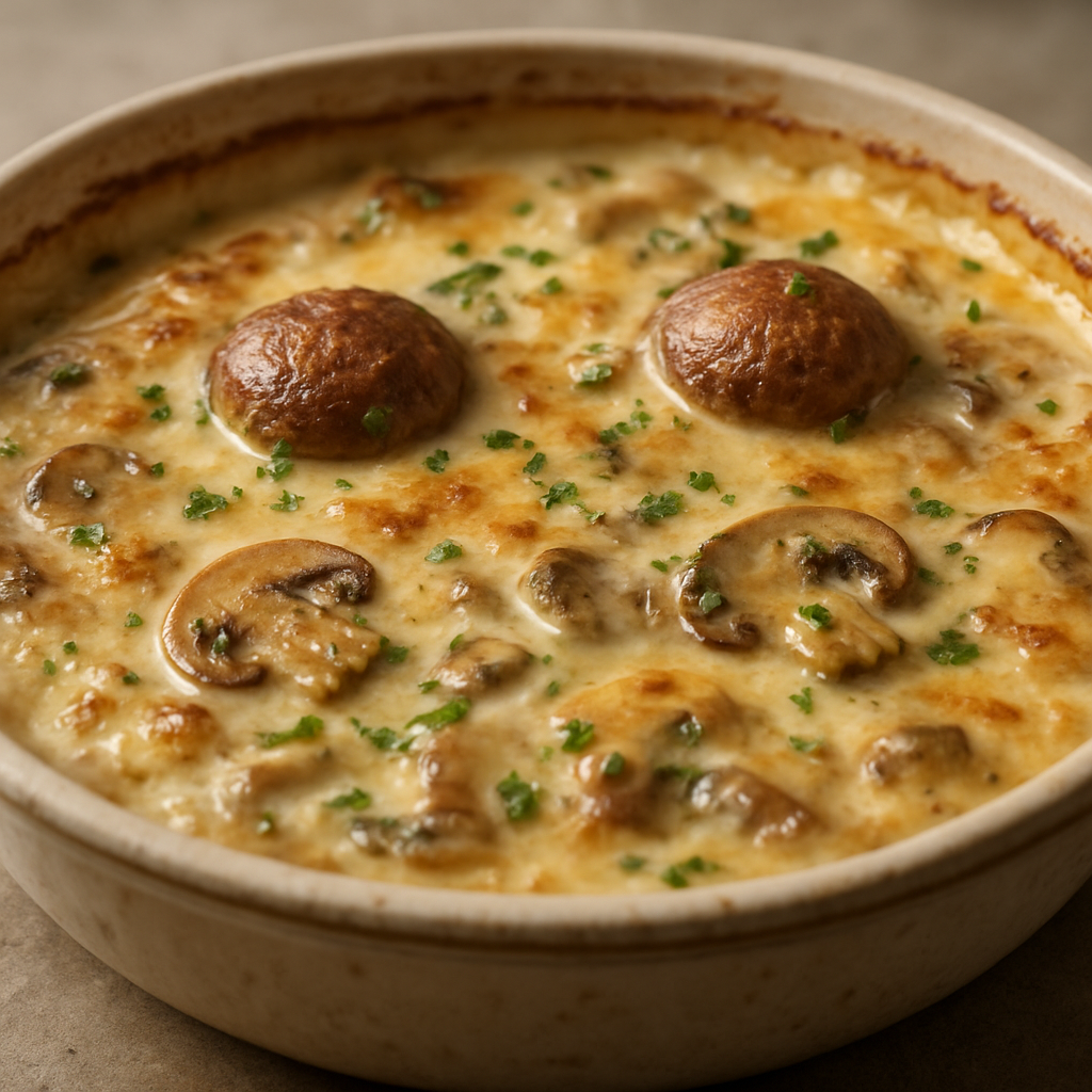 פטריות שמנת ופפריקה אפויות בחלקיות