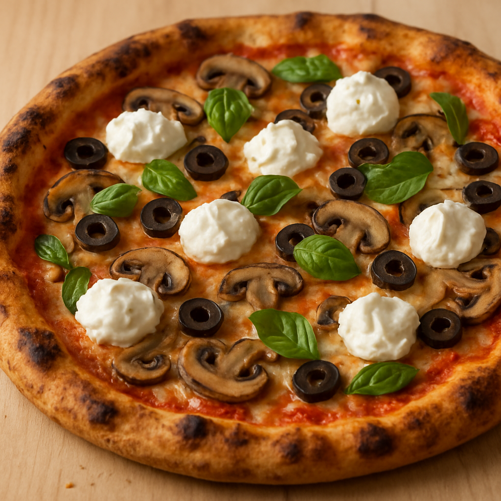 פיצה בצק ביתי עם זילוף מסקרפונה מוקצפת