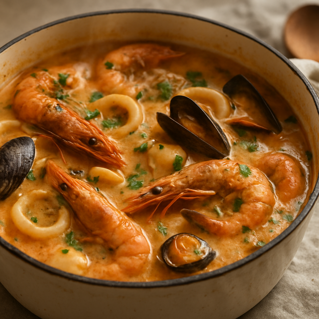 קדרת פירות ים סווהילי עם דה-גלייזינג ביין