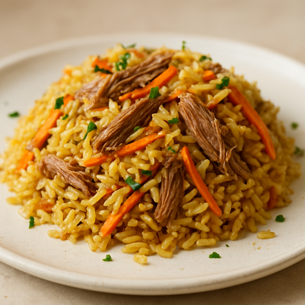 פלאו קזחי מהיר עם כבש מעושן קר