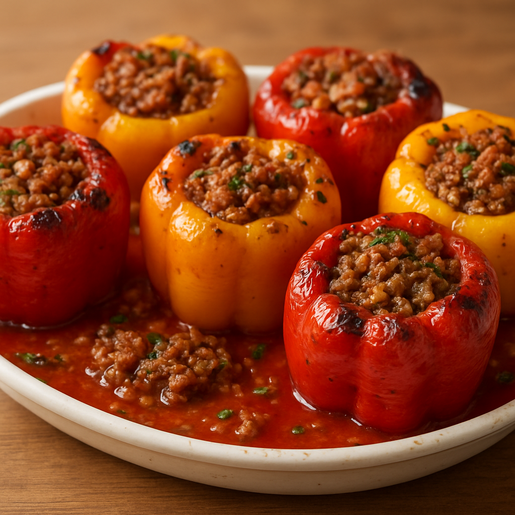 פלפלים ממולאים אורז ובשר בסגנון טריפוליטי