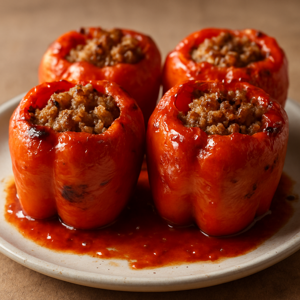 פלפלים ממולאים בבשר צרוב וטימין
