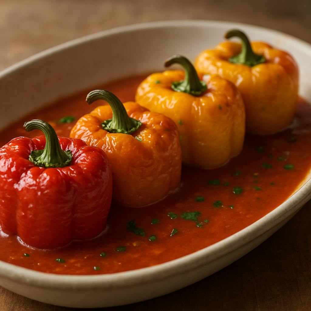 פלפלים ממולאים הונגריים אפויים חלקית